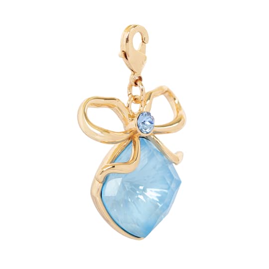 Blue Gem with Bow Austrian Crystal Charm by Bead Landing™